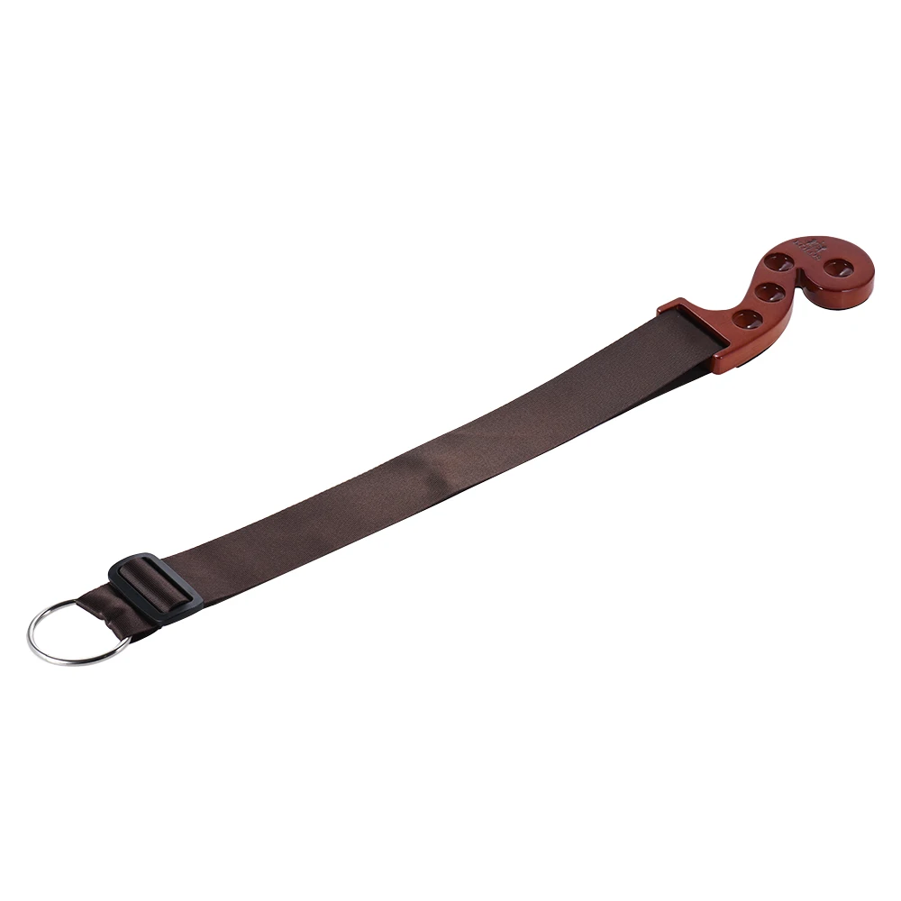 Solid Wood Cello Endpin Non-slip Stop Holder Rest Anchor Protector Pad Red Wood Color with 4 Holes Nylon Strap Adjustable