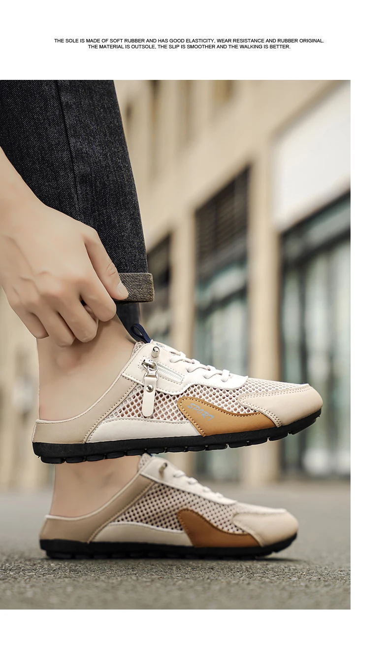 Sommer-Slipper für Herren, trendige, flache, atmungsaktive, lässige Indoor-Outdoor-Wanderschuhe, Herren-Sneaker, chanclas de hombre – Detail 15