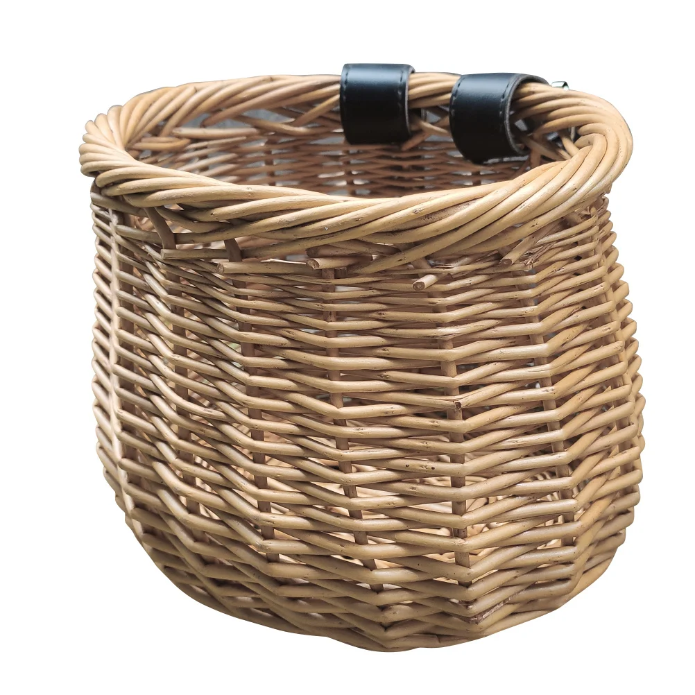 

1 pc Natural Willow Wicker Front Basket For Bicycle Heavy Duty Handlebar Mount Storage Kids Bike Wood Color Rattan Basket