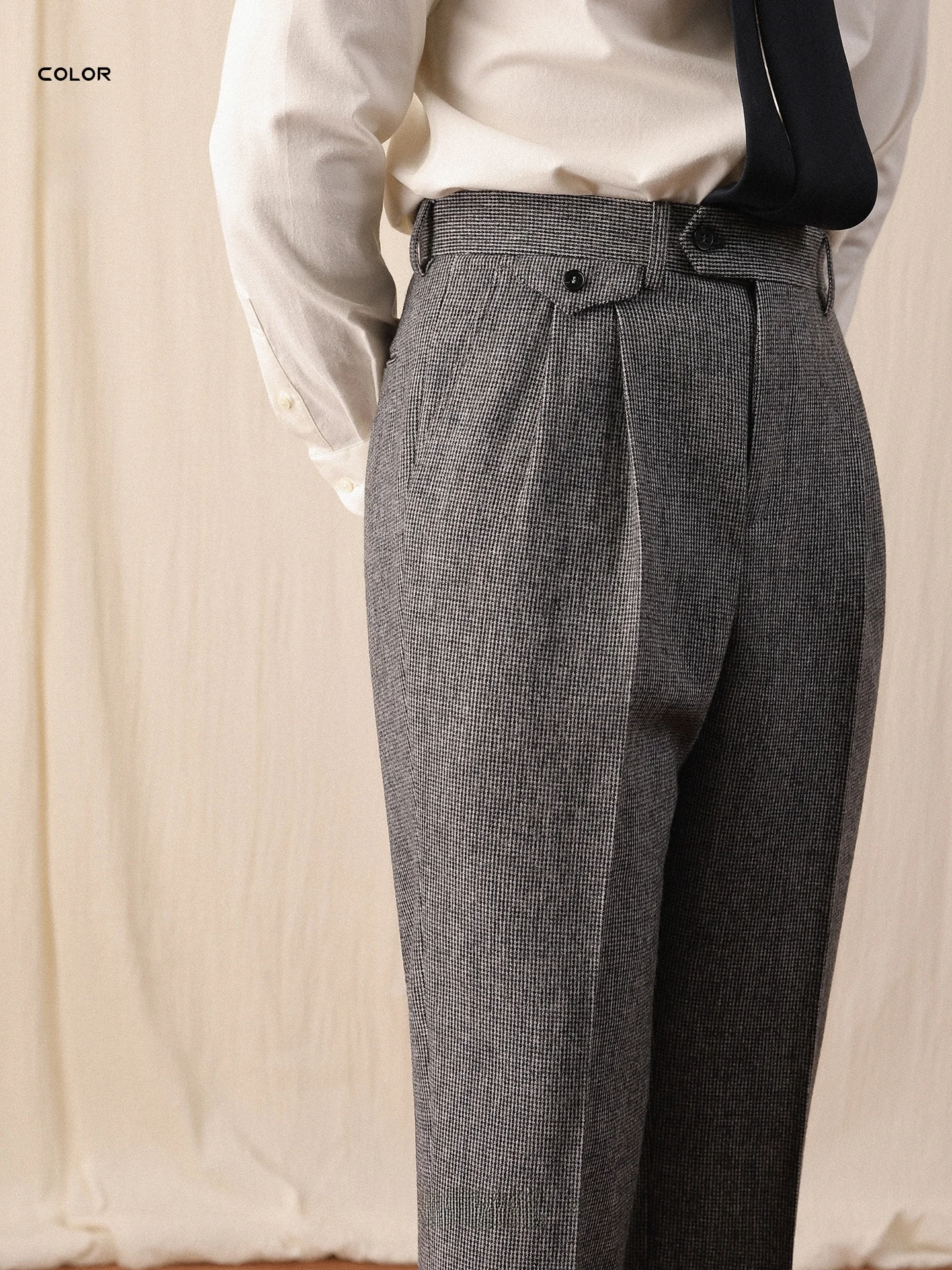 

Busin Casual Woolen Men's Straight Leg Pants Autumn Winter Warm High Waist Trousers No Ironing Required Leisure Pants
