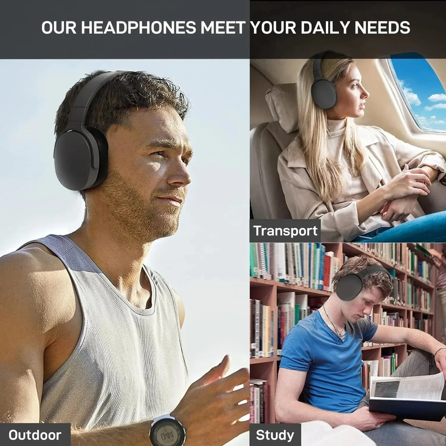 سماعات رأس لاسلكية أصلية بلوتوث 5.3 فوق الأذن لسماعة ألعاب سامسونج آيفون ستيريو HiFi مع ميكروفون
