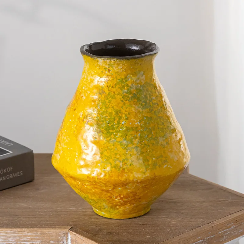 

YFY handmade vase flower ware home tea room simple high-end simple style ornament living room green plant flower arrangement