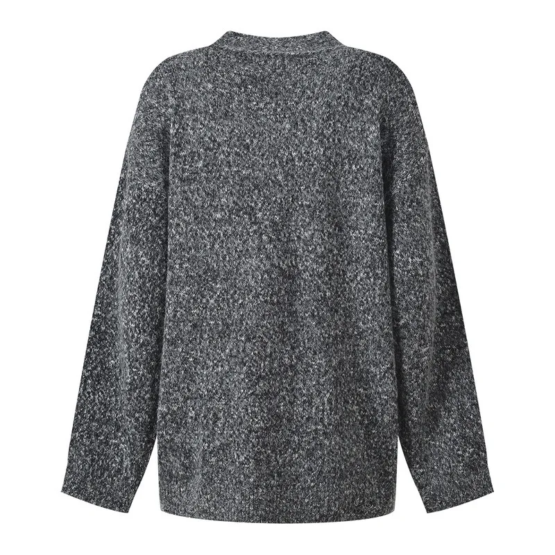 CHUJIE 025 الخريف جديد الأزهار الغزل الكروشيه منزل طويل الأكمام الخامس الرقبة فضفاضة تنوعا محبوك سترة سترة