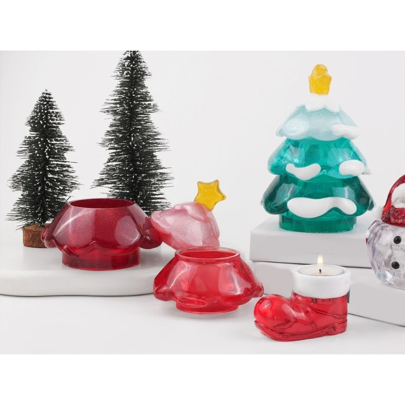 DIY Christmas Themed Silicone Molds Flexible Silicone Mold for Christmas Tree Container Home Decoration and Gifts