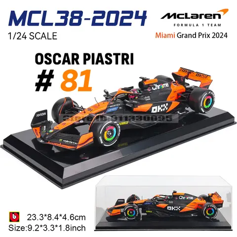 Bburago 1:24 2024 McLaren F1 4 # Lando Norris 81 # Oscar Piastri Precisionsmodellbil Gjuten modell Samling Presentleksak 10 best sales F1 McLaren - №2