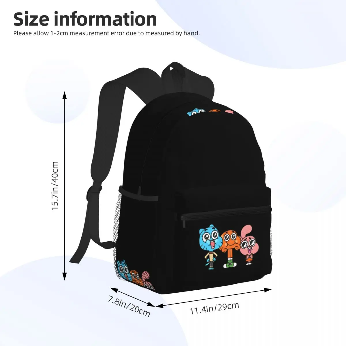 Gumball And Darwin Game The Amazing World Of Gumball Student Backpack School Bag Hiking Travel Daypack for Boys Girls Bookbag