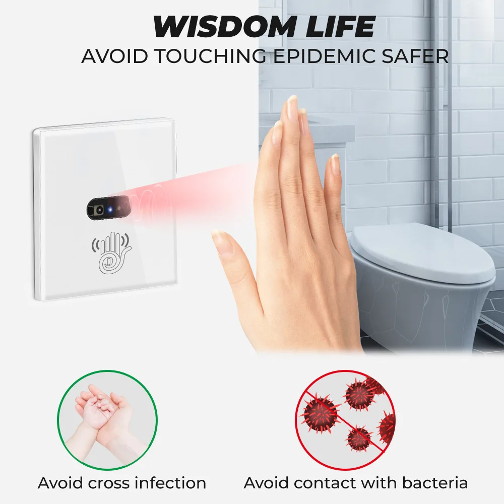 

EU Smart Sensor Tempered Glass Panel Switch Wall Infrared Sensing Wave Switch Avoid Contact with Bacteria Wisdom Life