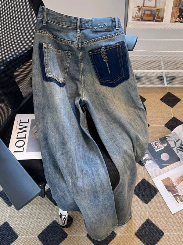 

American Waed Blue Straight Leg Men's Jeans Spring Autumn New Design Sensation Trendy Brand Vintage Loose Casual Pants
