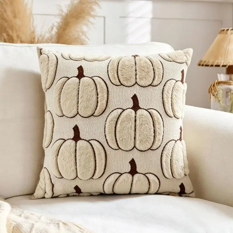 Harvest Festival Pumpkin Dekorativer Kissenbezug Cojines Thanksgiving Plüsch-Sofa-Quadratkissenbezug Kopfteil-Kissenbezug – Detail 7