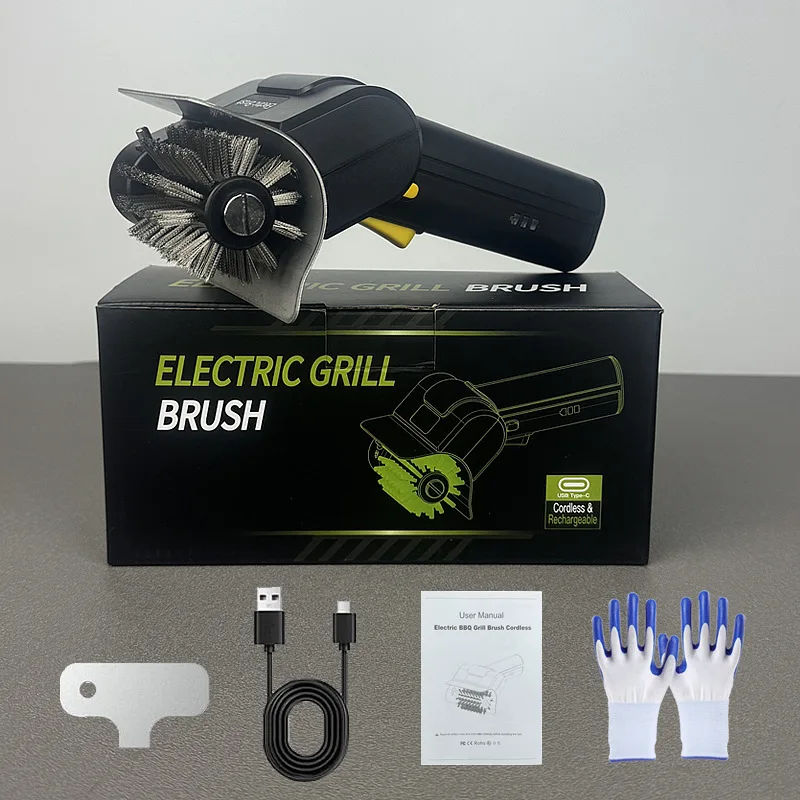 

Electric barbecue cleaning brush, barbecue grill, wireless lithium battery rechargeable steel wire, barbecue cleaning tool