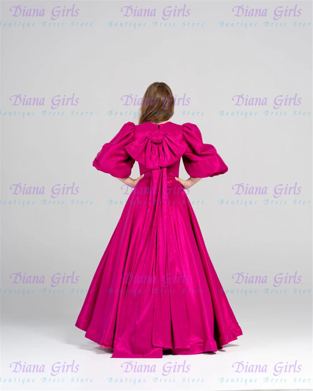 Gorgeous Flower Girl Dress Quality Red Satin Fluffy with Exquisite Big Bow for Kids Wedding Birthday Party Evening Ball Gowns
