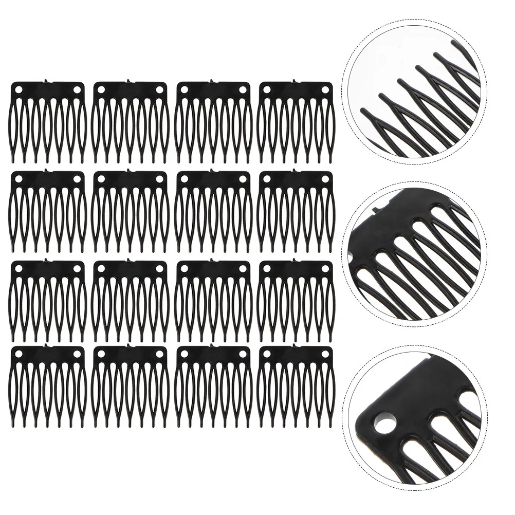 Lace Wig Comb Clips 100 Pieces Seven Tooth Plastic Secure Fit Wig Making Accessories