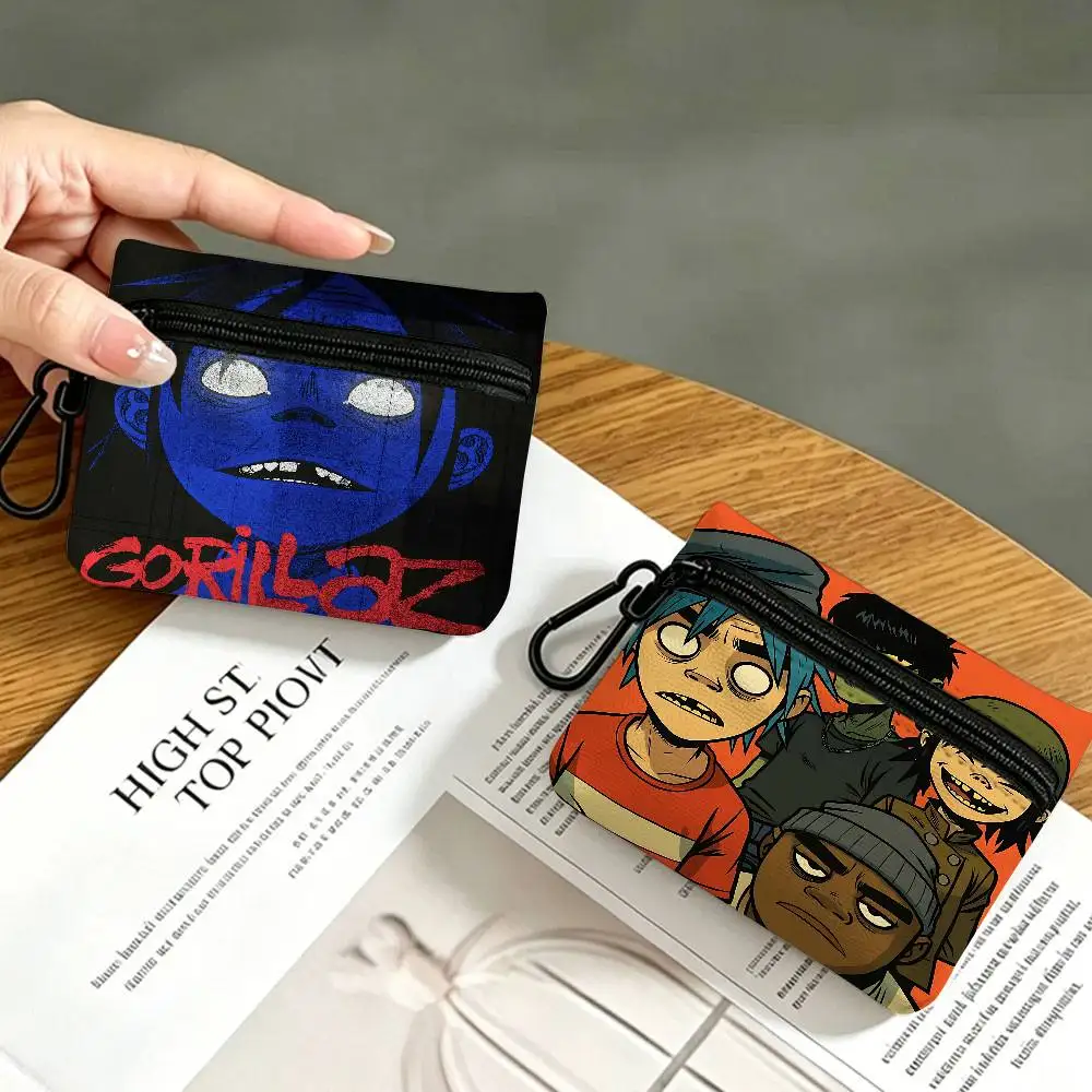 Virtual Singer Gorillaz Band Oxford Fabric Mini Coin Wallet Smooth Zipper Hanging Design Multi-use Small Storage Bag For Travel