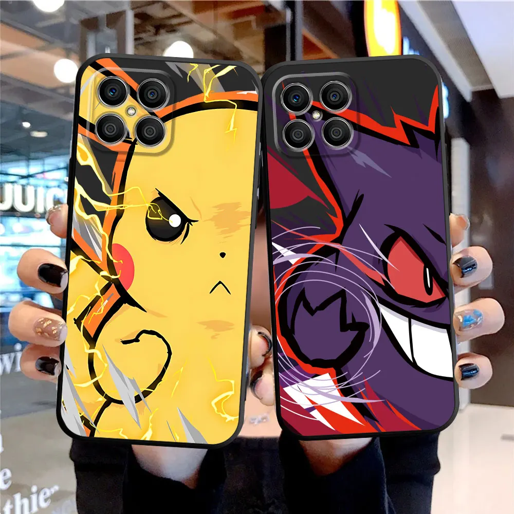 Pokemon Pikachu Anime Case For Honor 90 Lite 8X 20 70 X8 X8A X9a X7 X6 50 Magic5 Pro 4 Black Soft Phone Funda