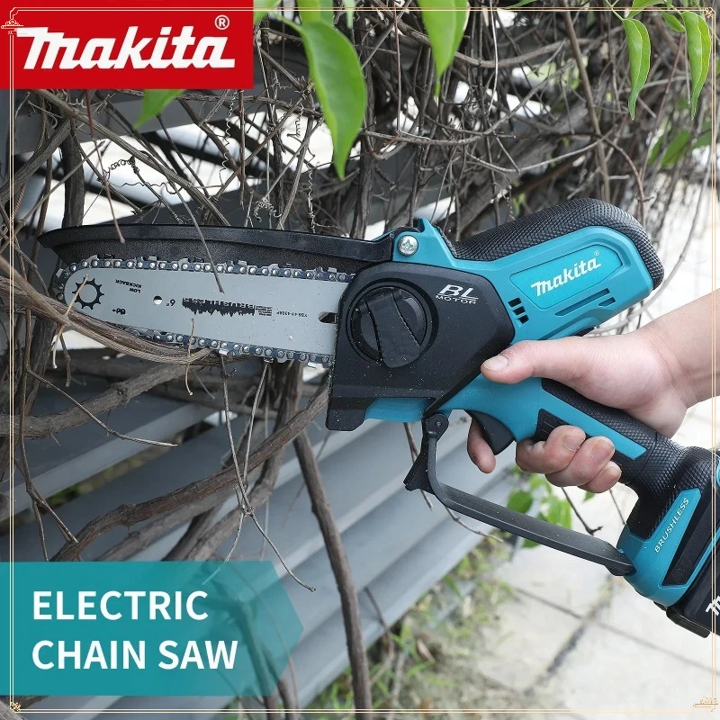 Piła łańcuchowa akumulatorowa Makita 8 cali, bezszczotkowa, przenośna, do cięcia drewna, elektryczna, ręczna, do przycinania ogrodowego