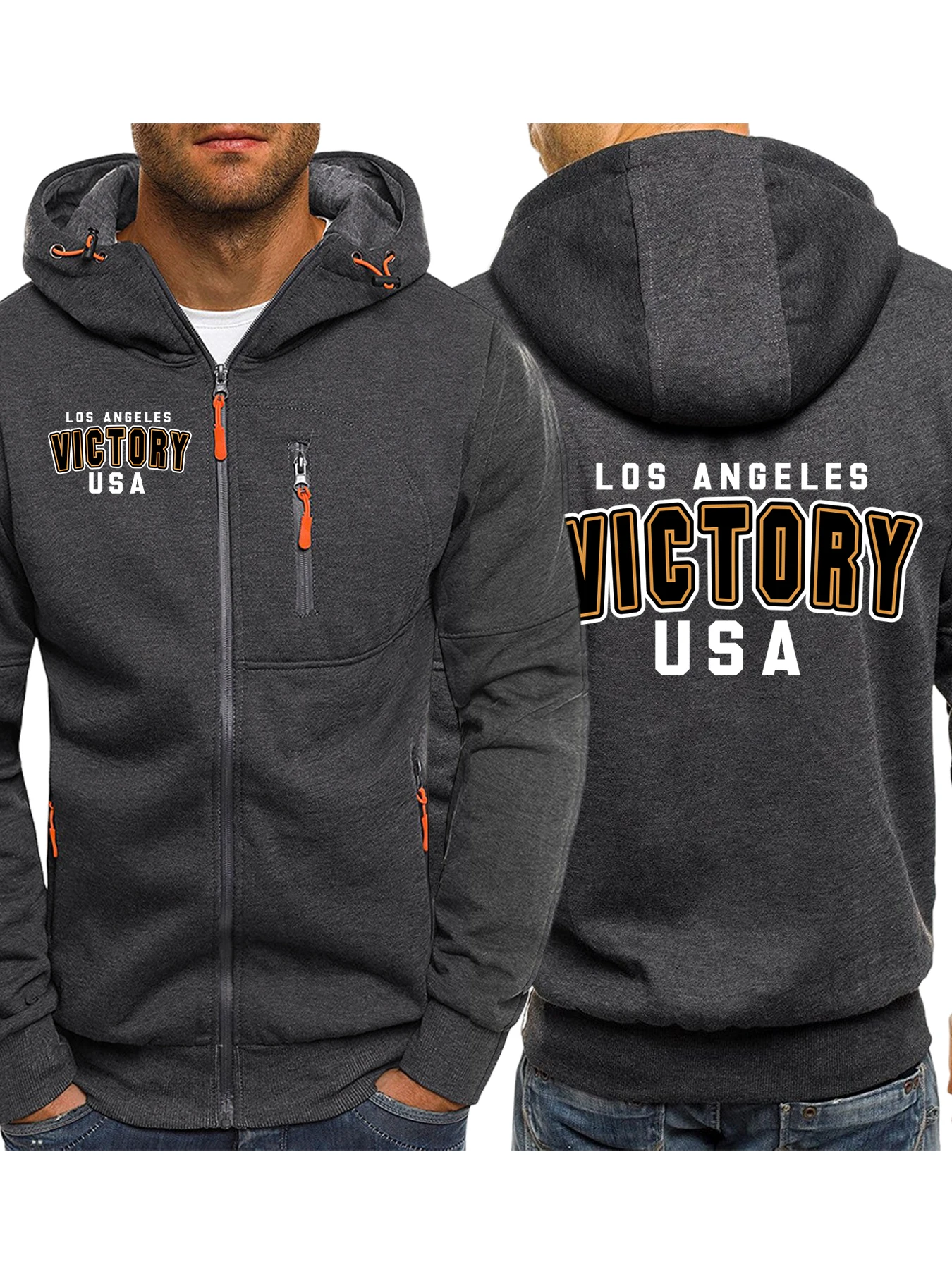 

Victory Usa Los Angeles Print Zipper Hoody For Man Fashion Fleece Pullovers Casual Oversized Clothing Multicolor New Hoodie