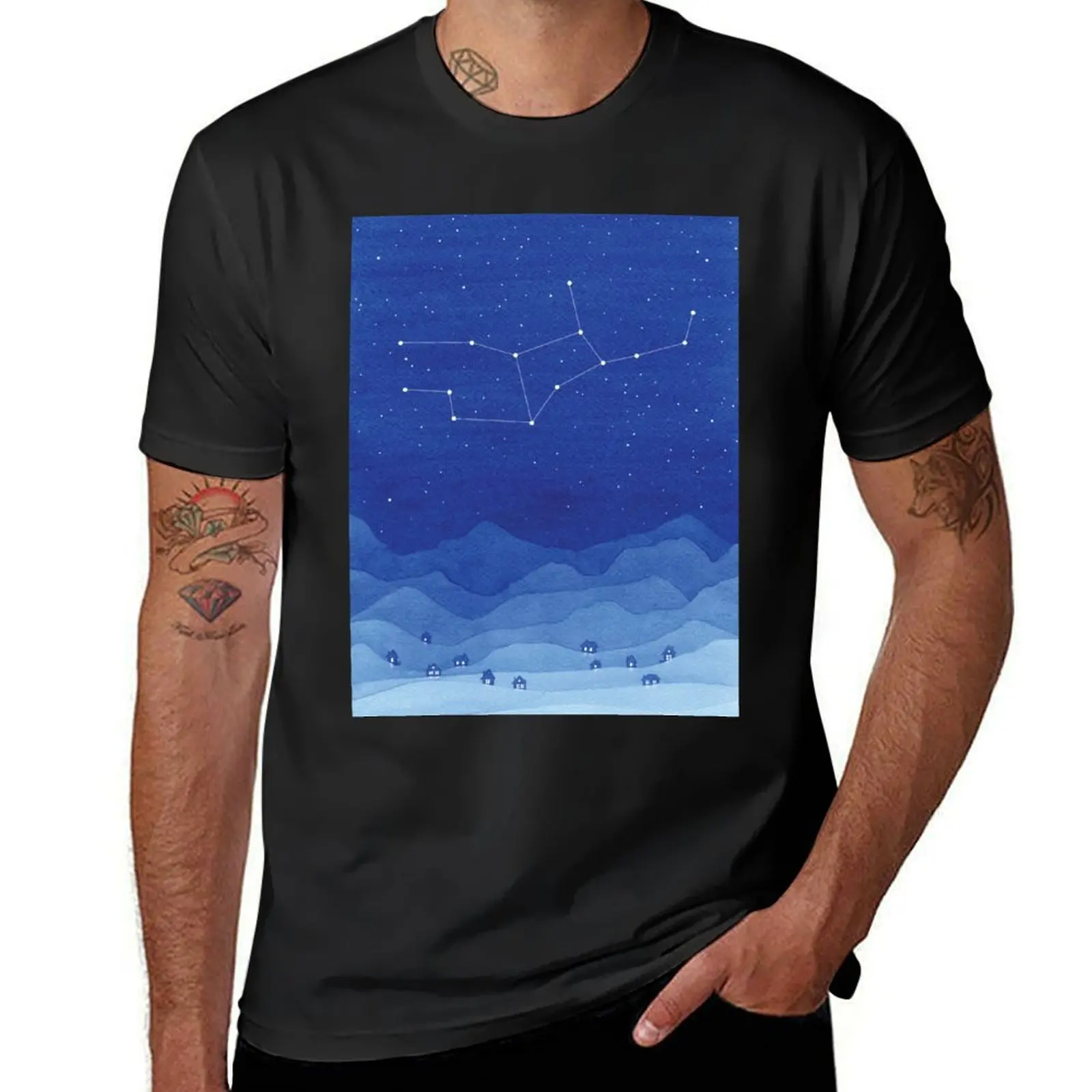 Virgo Constellation, Mountains T-Shirt oversized new edition designer t shirt men