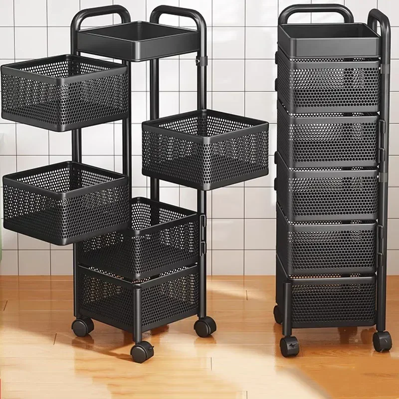 Rotating Shelves Trolleys Kitchen Ceiling Multi-layer Trolleys Multi-functional Storage Carro De Cocina Restaurant Furiture