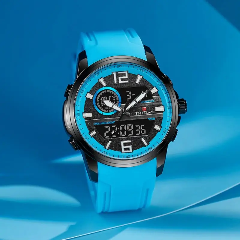 Genuine TEAR TRACE Sports Waterproof Watch Student Calendar Alarm Clock Luminous Fashion Watches