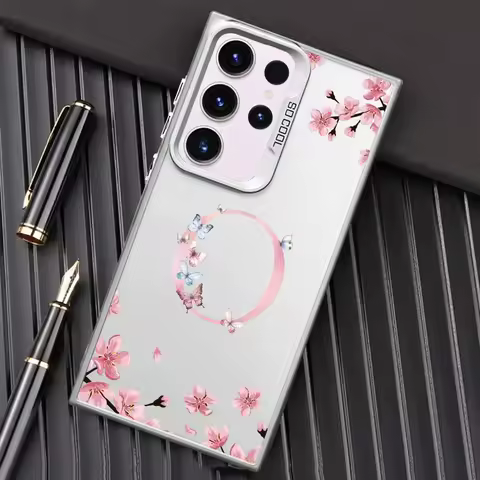 Shockproof Case For Samsung Galaxy S24 S23 S22 Ultra S20 FE S21 Plus Note 20 Silicone Shell Phone Cover Flower Letter O P Funda