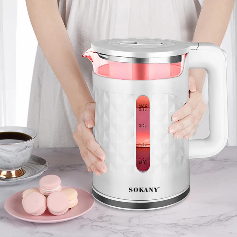 

2.3L Home Double Layer Anti-hot 2000W Electric Kettle Thermal Insulation Fast Heating Automatic Power Off Stainless Steel Pot