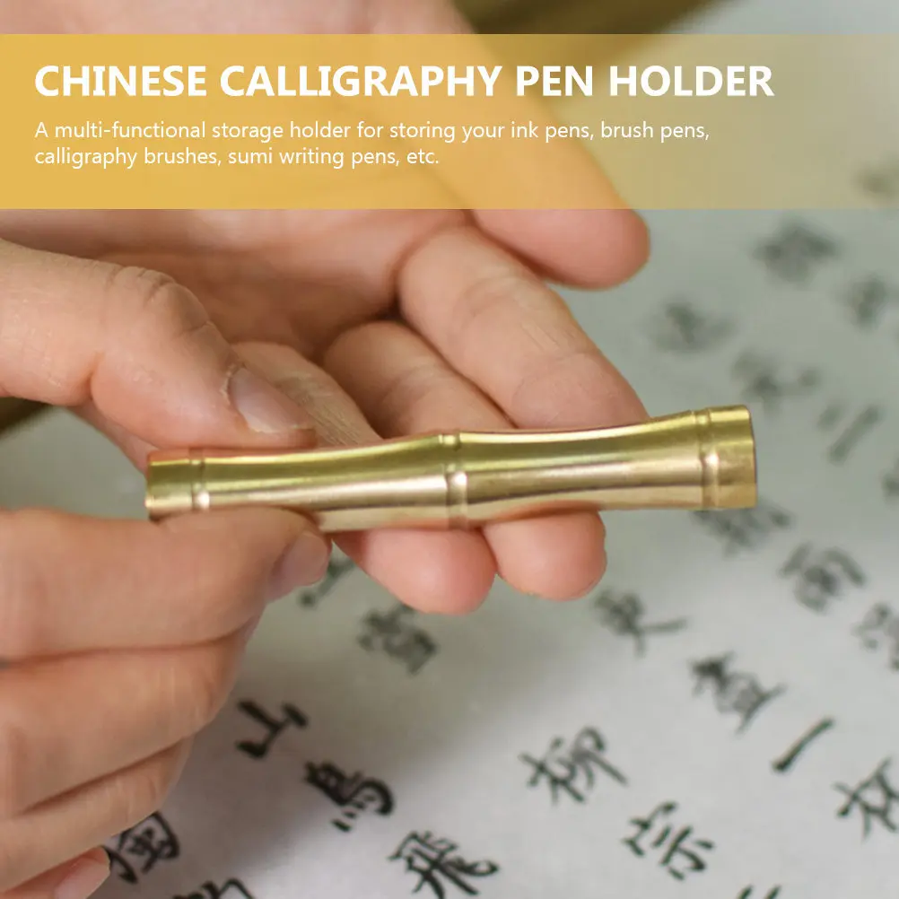 Copper Calligraphy Pen Holder Brush Rest Desktop Organizer for Ink Pens and Sumi Brushes Stationery Display Shelf