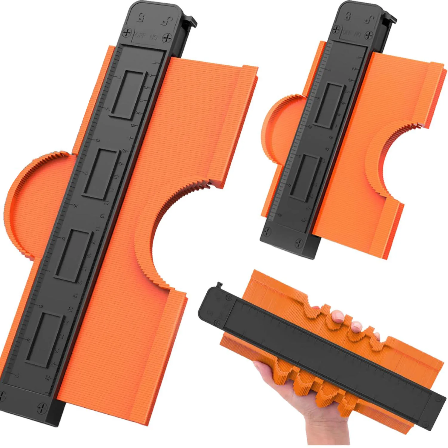 Jauge de contour connectable (12+25 cm), Duplicateur de profil avec verrou, Outil de gabarit pour carrelage, Mesure d'angle de contour