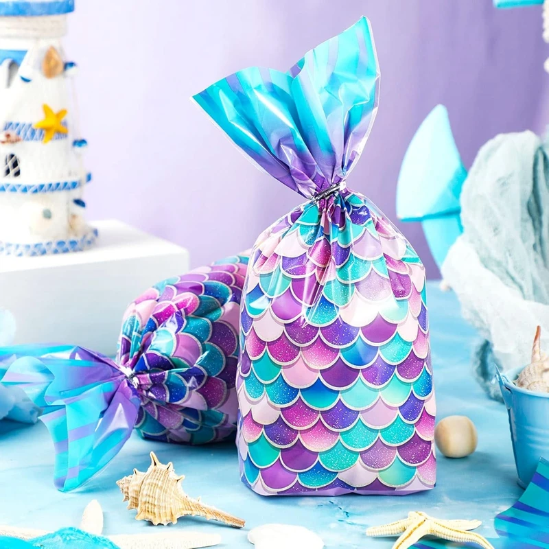 

25/50pcs Mermaid Tail Gift Bags Kid Girls Little Mermaid Theme Birthday Party Supplies Candy Bag Baby Shower Decoration Favors