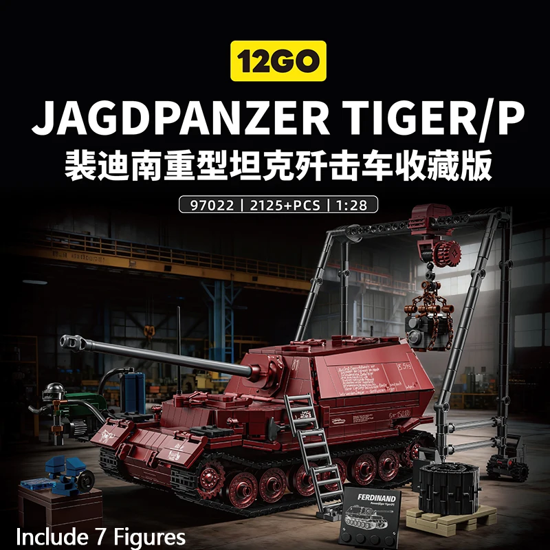 Jagdpanzer Tiger Armored Vehicle DIY MOC Military Army Heavy Tank Battle Soldier Building Blocks Bricks Set For Children Boy