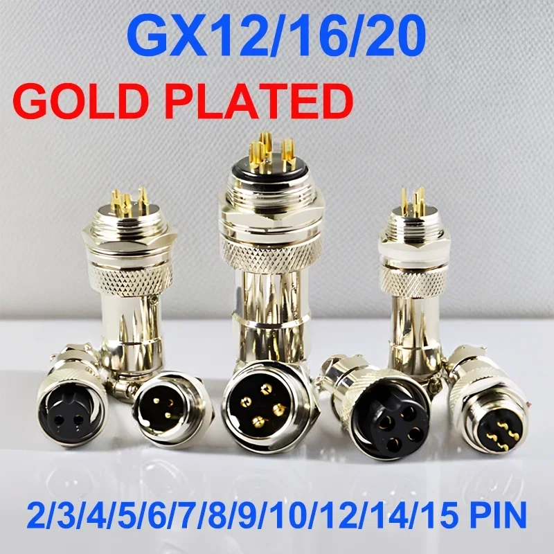 

5/20/100Set GX16 Gold-Plated 2/3/4/5/6/7/8/9/10/12/14/15 Pin Aviation Socket Plug Panel Connector Dropshipping