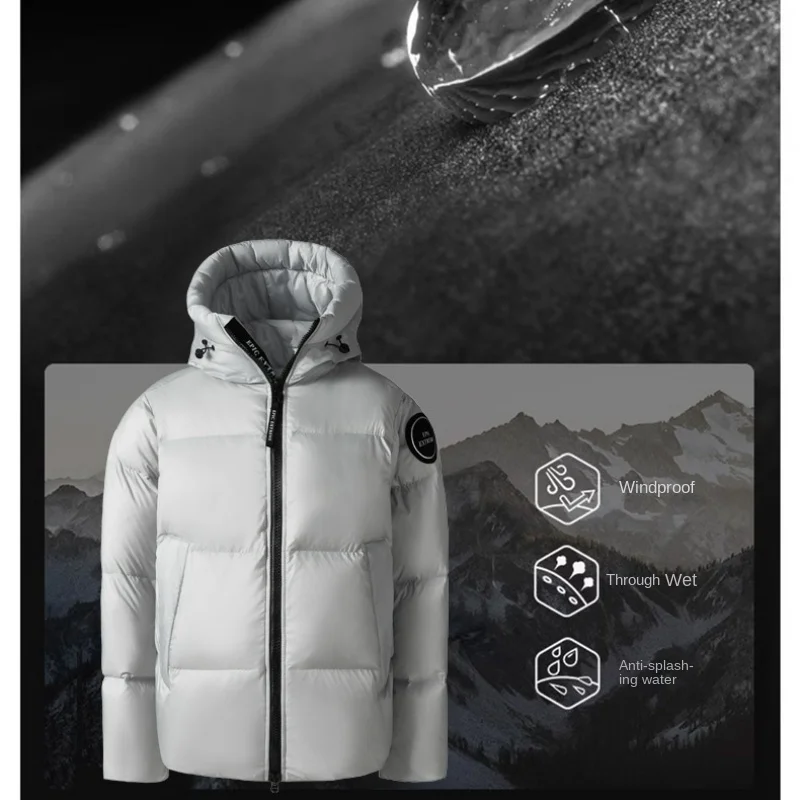 Winter Short Down Jacket Men's Casual Lightweight Thick White Duck Down Coat Couple's Outdoor Snow Waterproof Hooded Down Jacket