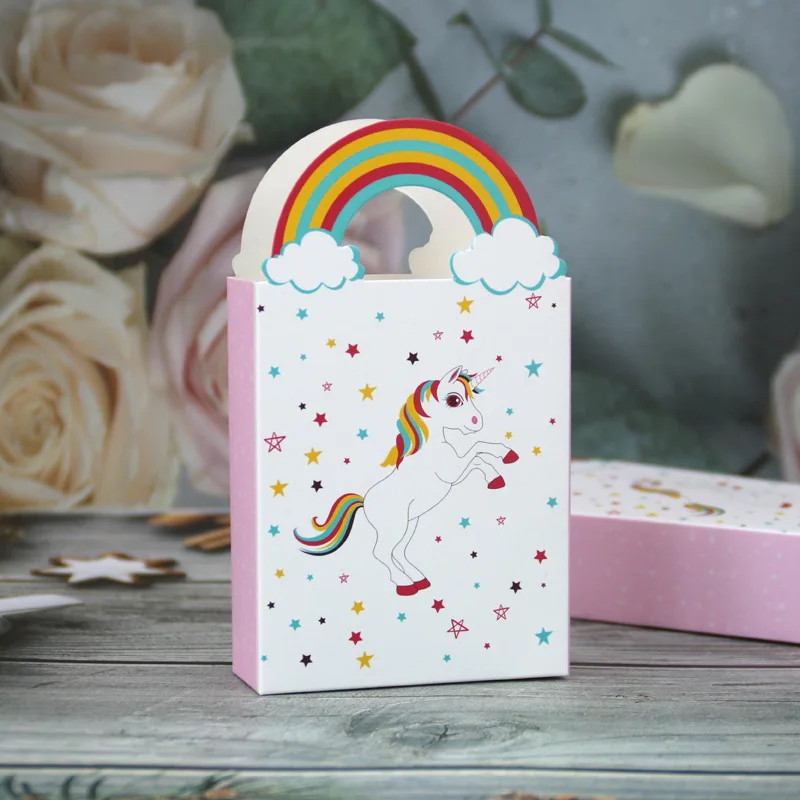 New Cute Rainbow Unicorn Candy Pastry Cake Packaging Cardboard Gift Box Christmas Paper Box For Kids A365