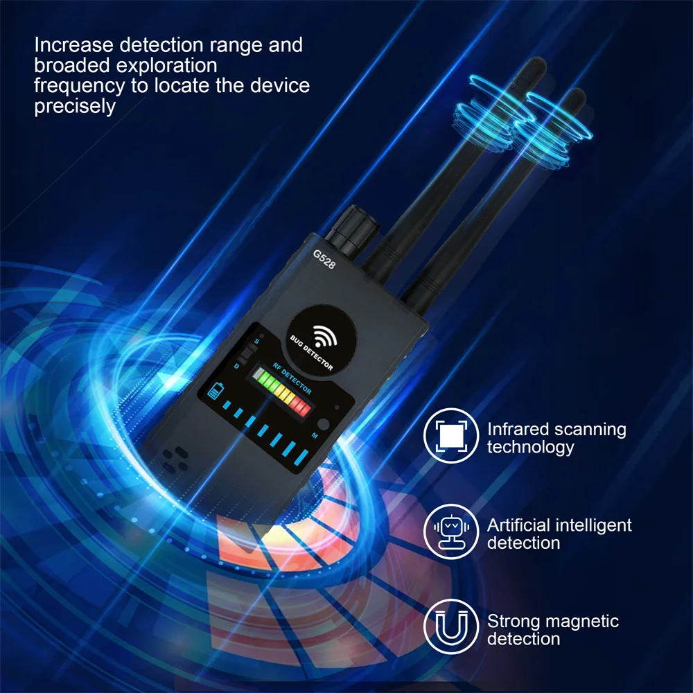 Détecteur de signal RF sans fil G528B, traqueur GPS professionnel, détecteur de dispositif, 101 poignées de bogues audio, caméra espion, EAU radio