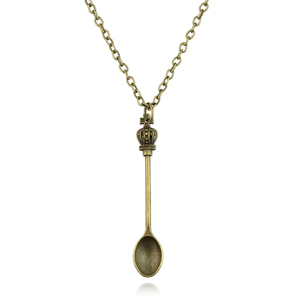 Movie Mini Crowns Spoon Necklace Vintage Mini Teaspoon Pendant Necklaces Cosplay Toys Gifts