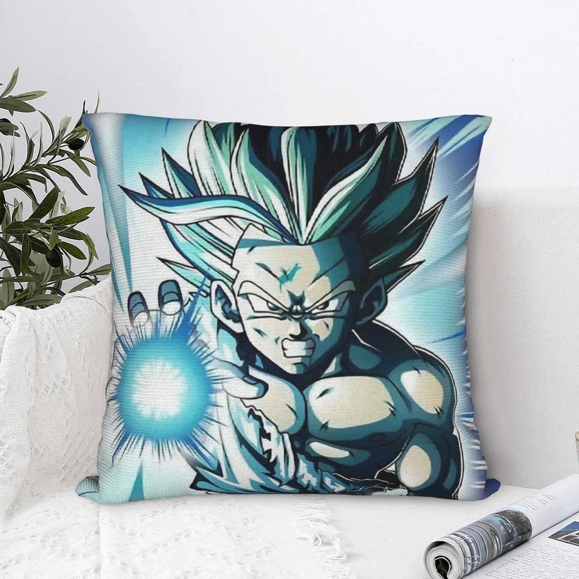 DBZ Gohan Super Sayan Square Pillow Case  Cushion Covers Creative Polyester Decorative Throw Pillow Case Cover for Home 45*45cm