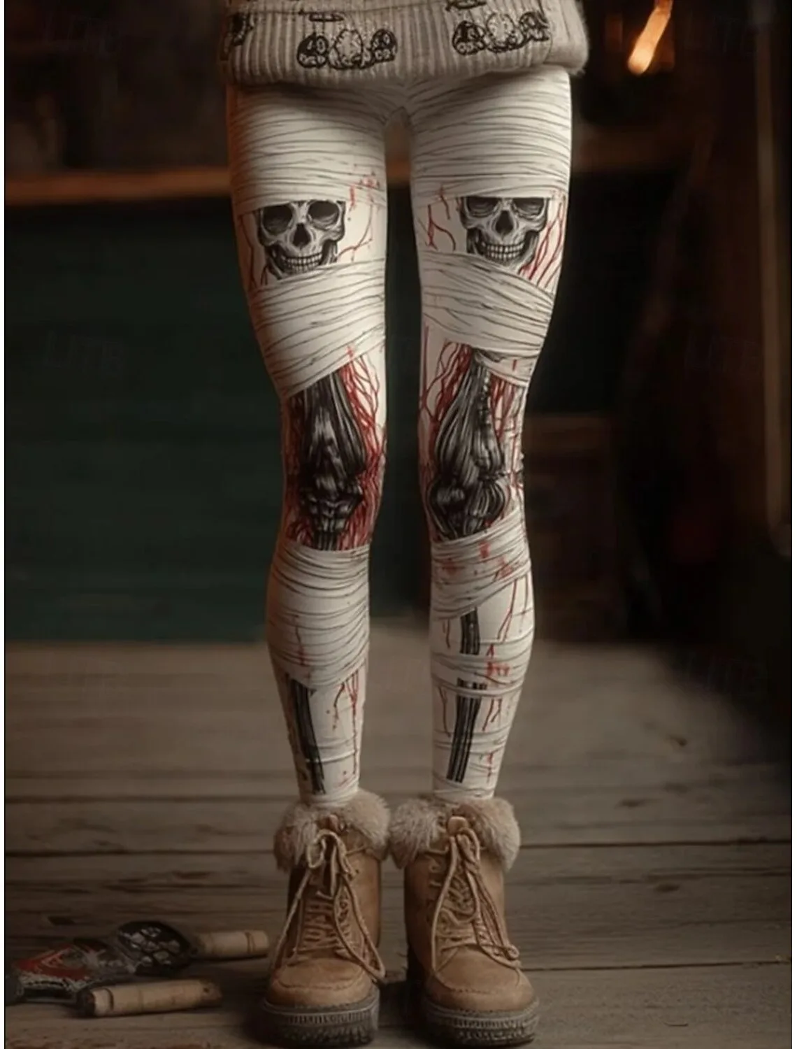 Women's Leggings Vacation Vintage Fashion Ankle-Length High Waist Pants Halloween Graphic Skull Print Outdoor casual Women wear