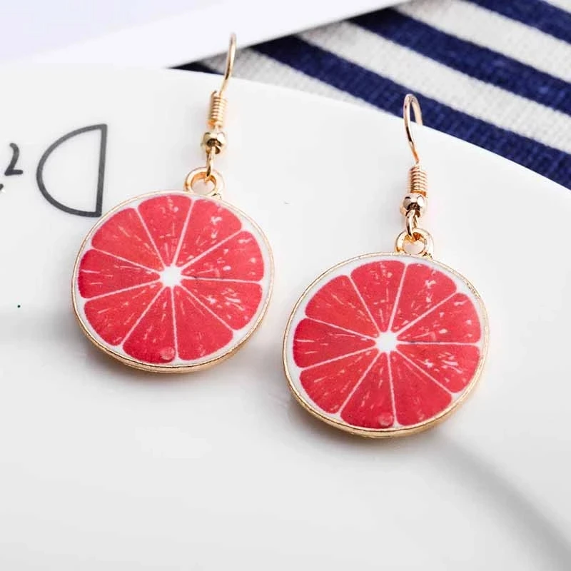 Korea New Cute Fruit Lady Earrings Strawberry Pineapple Tomato Kiwi Orange Cucumber Dragon Apple Pineapple Girl Fruit Earrings