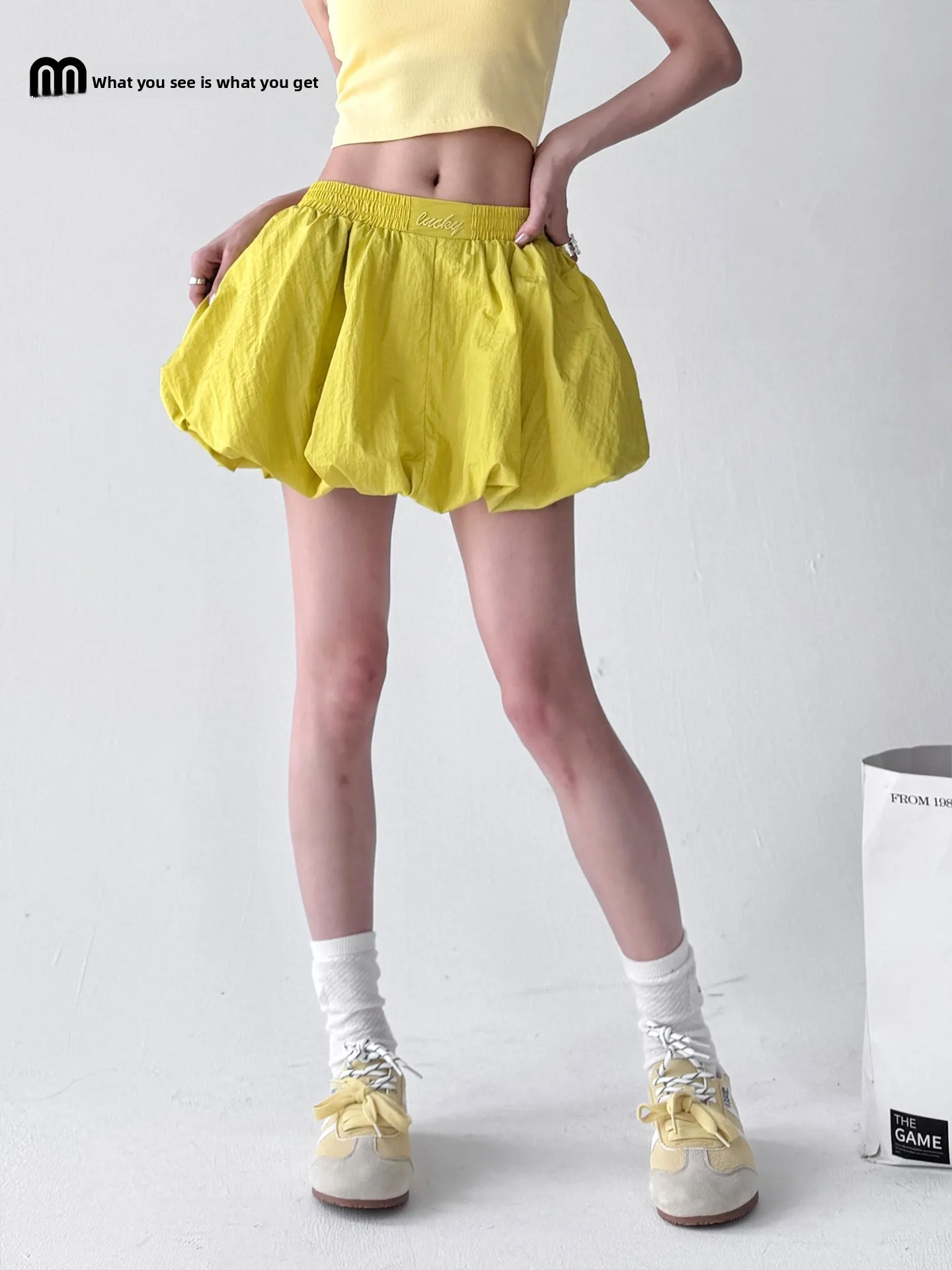

American Retro Hot Girl Sle f Skirt High Waist Puffy A-Line Skirt ort Length Polyester Fiber 2025 Summer New Arrival