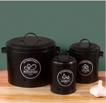 

Круглая металлическая корзина для овощей в фермерском доме, кухонная коробка для хранения картофеля, лука и чеснока, кухонный контейнер для хранения чеснока, картофеля, лука