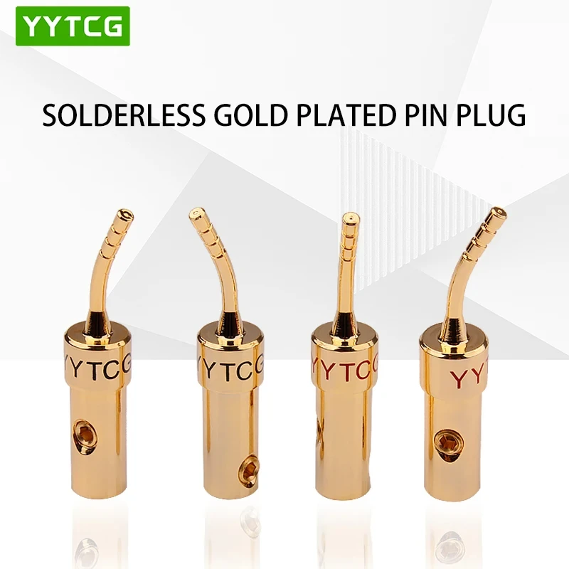 YYTCG pure copper gold-plated needle insert horn wire needle banana head solderless integrated power amplifier speaker plug 4pcs