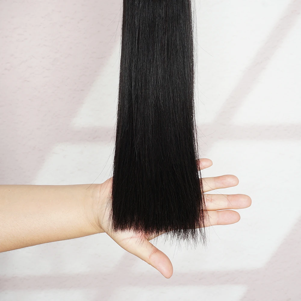 15A 베트남어 뼈 직선 버진 헤어 번들 슈퍼 더블 그려진 인간의 머리카락 번들 전체 원시 머리 확장