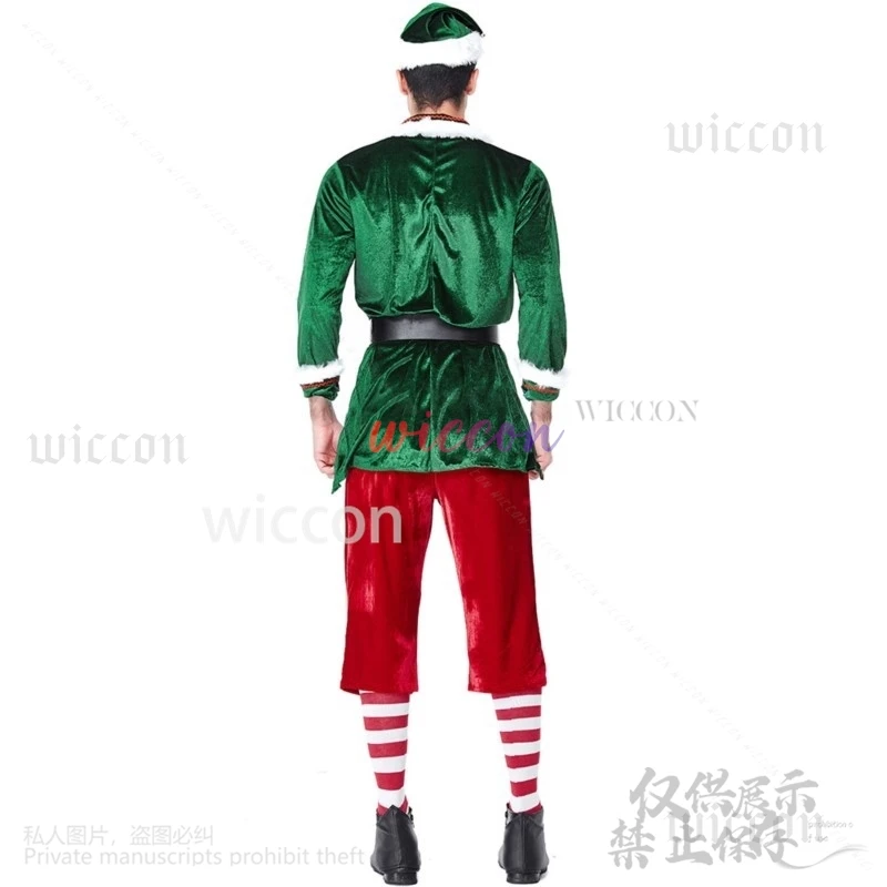 Adult Women Men Santa Claus Xmas New Year Carnival Party Cosplay Boy Girl Green Elf Couple Claus Costume Christmas Customized