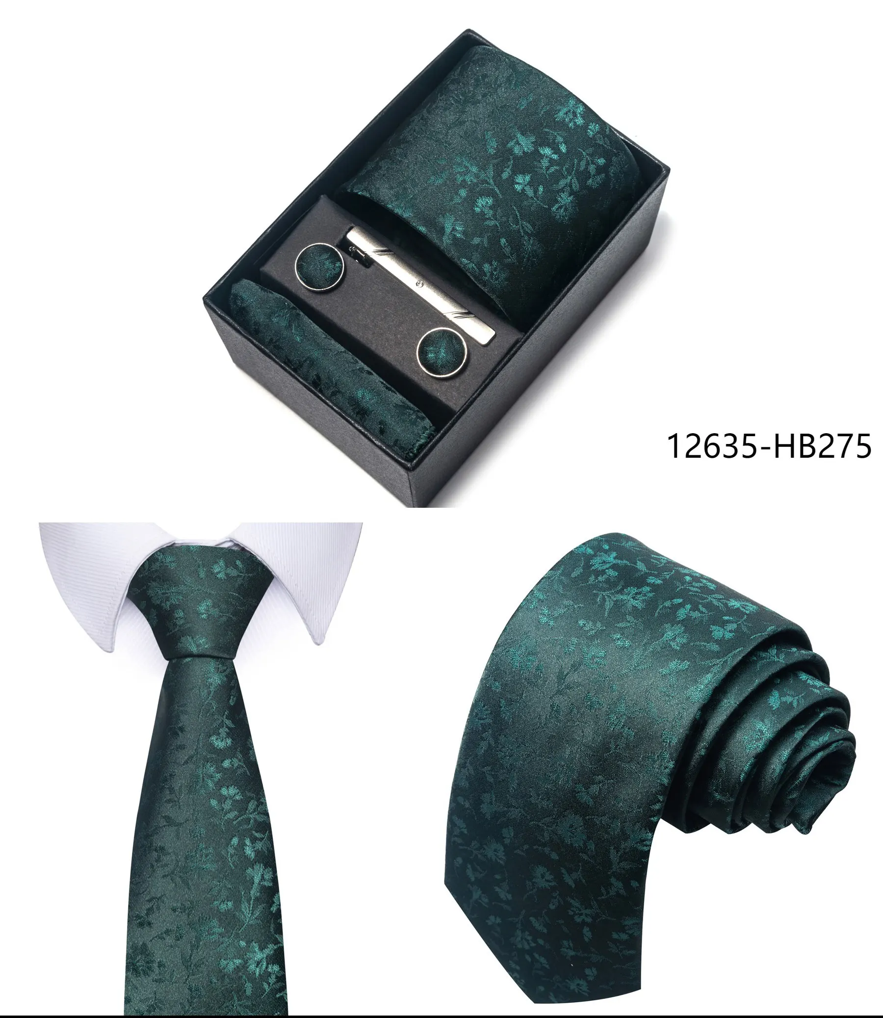 High Grade Holiday Gift Box Brand 8 cm Blue Paisley Tie Handkerchief Cufflink Set Men Necktie Clothing Accessories Birthday Gift