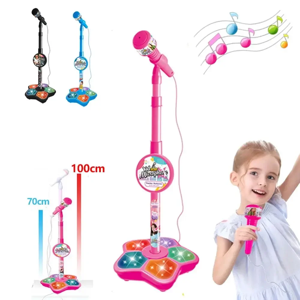 Kids Rocking Roll Microphone Singing Toys With Stand Karaoke Song Music Instrument Educational Toy Girl Boy Birthday Gifts Game
