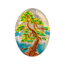 Wuli&baby Enamel Tree Badge For Women Unisex Beauty Tree Round Brooch Pins Fashion Jewelry Gifts