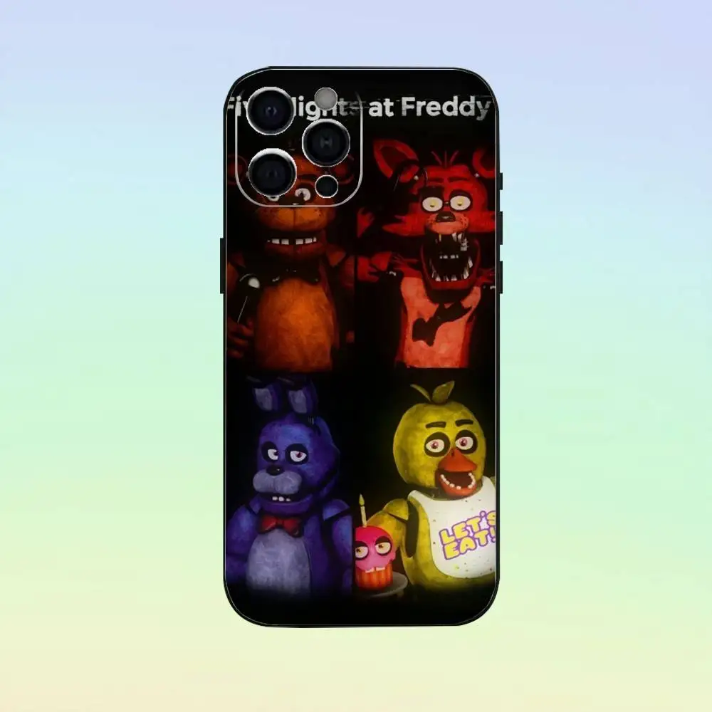 Funda de teléfono Five-Nights-At-Freddys F-Fnaf para iPhone17,16,15,14,13,12,11 Plus,Pro Max, funda negra suave