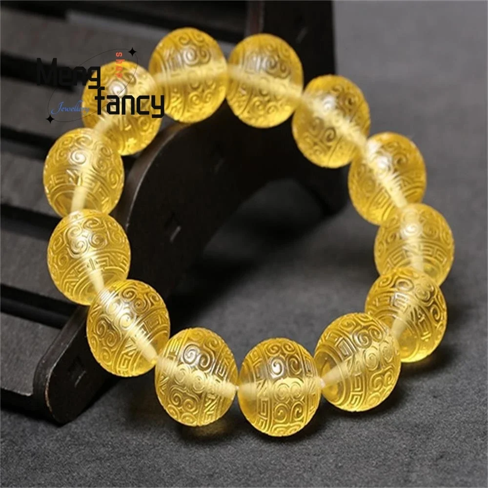 Natural Chicken Fat Yellow Amber Beeswax Second Generation Water Purification Echo Beads Trings Bracelet Elegant Fashion Jewelry