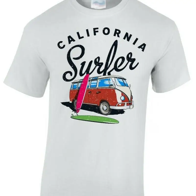 

Surfing Men'S T Shirt Beach Outdoor Summer Surfer California Retro Design Dtg