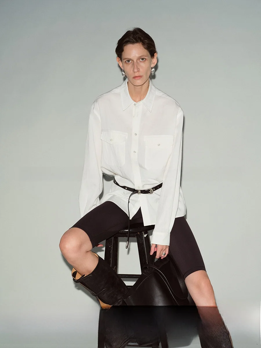 

CHICJANE Exquisite mat High nce Multiwear ket irt Lesel Fabric Boyfriend Sle Paper Thin Man irt