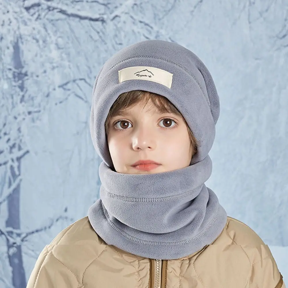 Vielseitiges elastisches Mützen-Schal-Set, Fleece-Futter, einfarbig, kompakter Schal, warm halten, All-Match-Winter-Pullover-Mütze im Freien